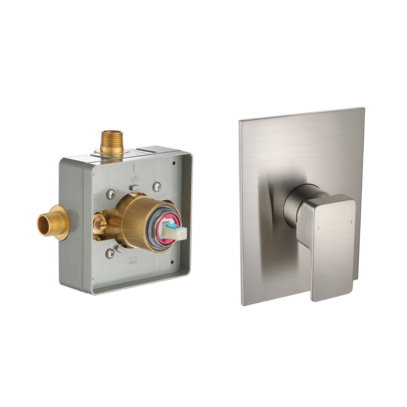 Serie 196 1 Way Pressure Balance Shower Mixer - Wall Mount - 6" Brass/Brushed Nickel