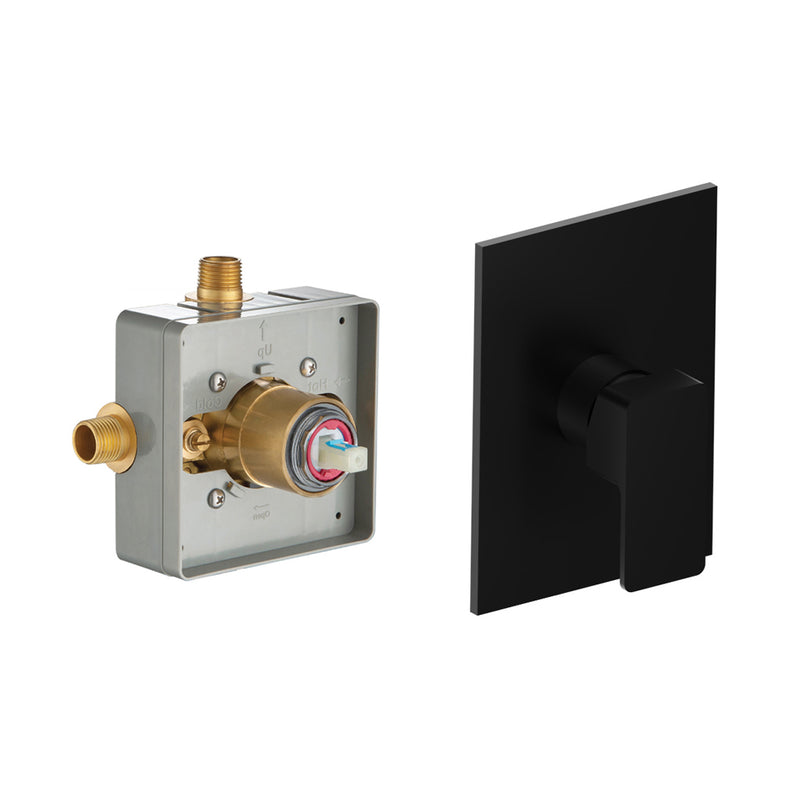 Serie 196 1 Way Pressure Balance Shower Mixer - Wall Mount - 6" Brass/Matt Black