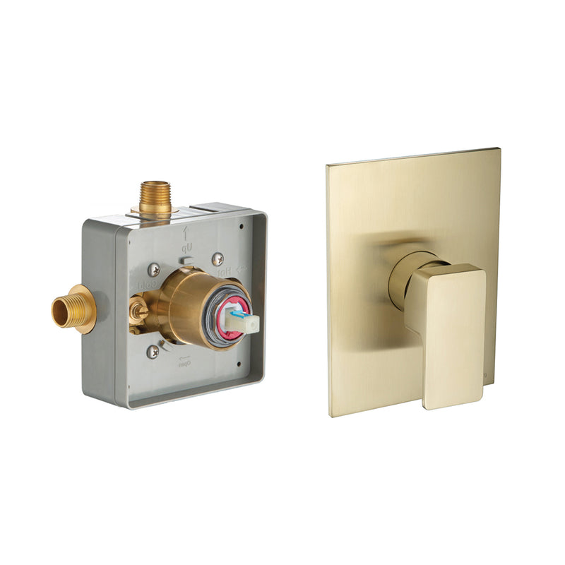 Serie 196 1 Way Pressure Balance Shower Mixer - Wall Mount - 6" Brass/Satin Brass