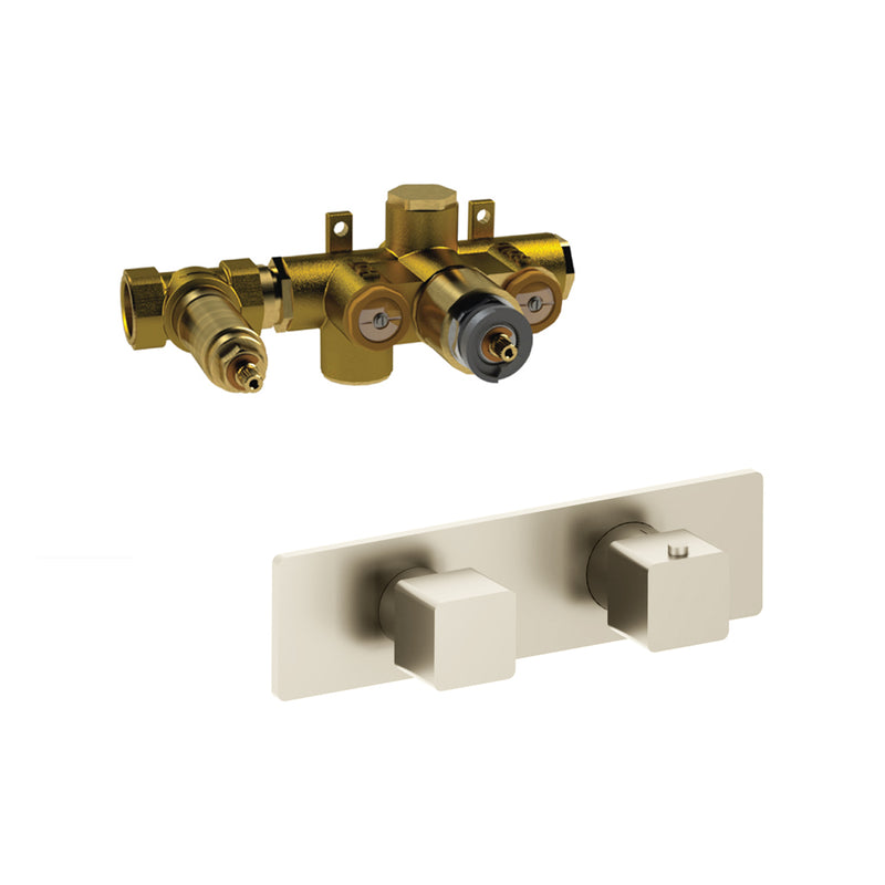 Serie 196 1 Way Horizontal Thermostatic Shower Mixer - Wall Mount - 10" Brass/Polished Nickel