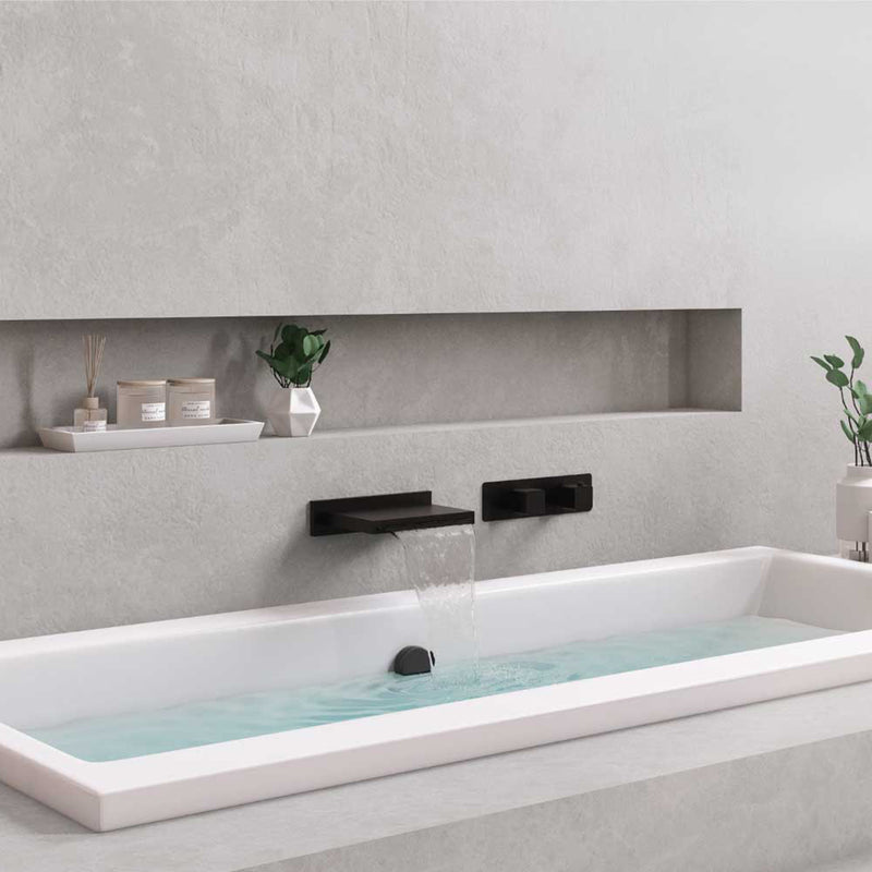 Serie 196 1 Way Horizontal Thermostatic Shower Mixer - Wall Mount - 10" Brass/Matt Black