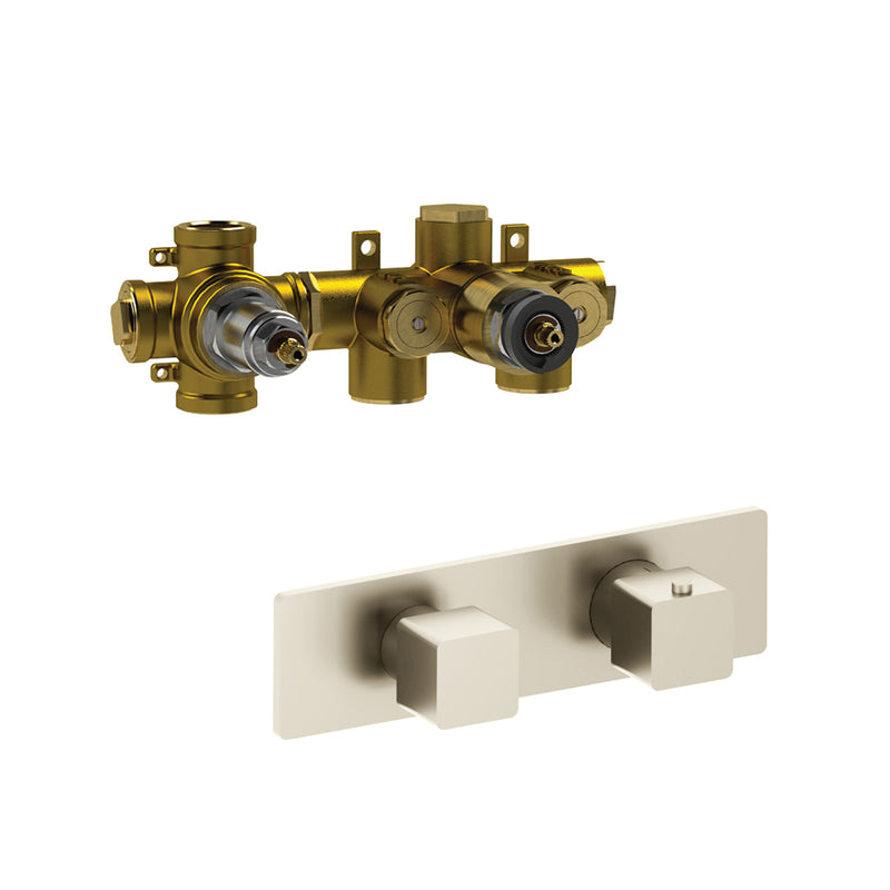Serie 196 2 Way Horizontal Thermostatic Shower Mixer - Wall Mount - 10" Brass/Polished Nickel