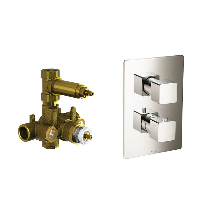 Serie 196 1 Way Thermostatic Shower Mixer - Wall Mount - 6" Brass/Polished Nickel