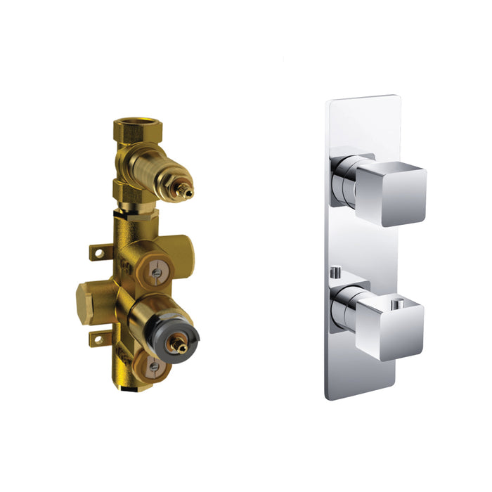 Serie 196 1 Way Horizontal Thermostatic Shower Mixer - Wall Mount - 10" Brass/Polished Chrome