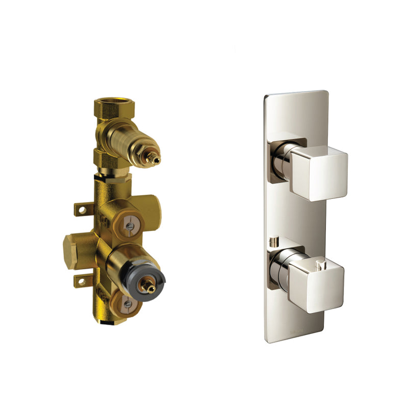 Serie 196 1 Way Thermostatic Shower Mixer - Wall Mount - 10" Brass/Polished Nickel