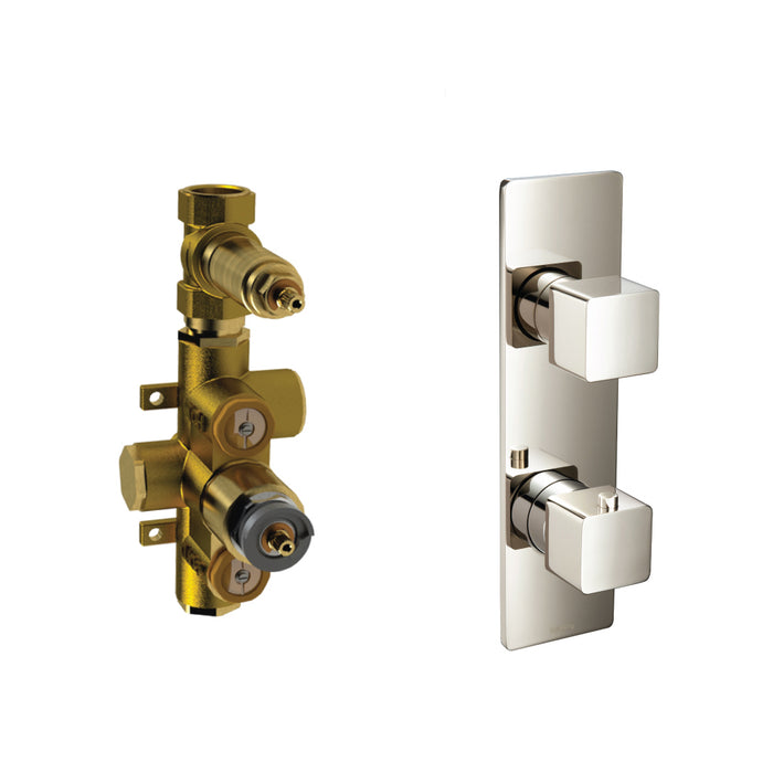 Serie 196 1 Way Horizontal Thermostatic Shower Mixer - Wall Mount - 10" Brass/Polished Nickel