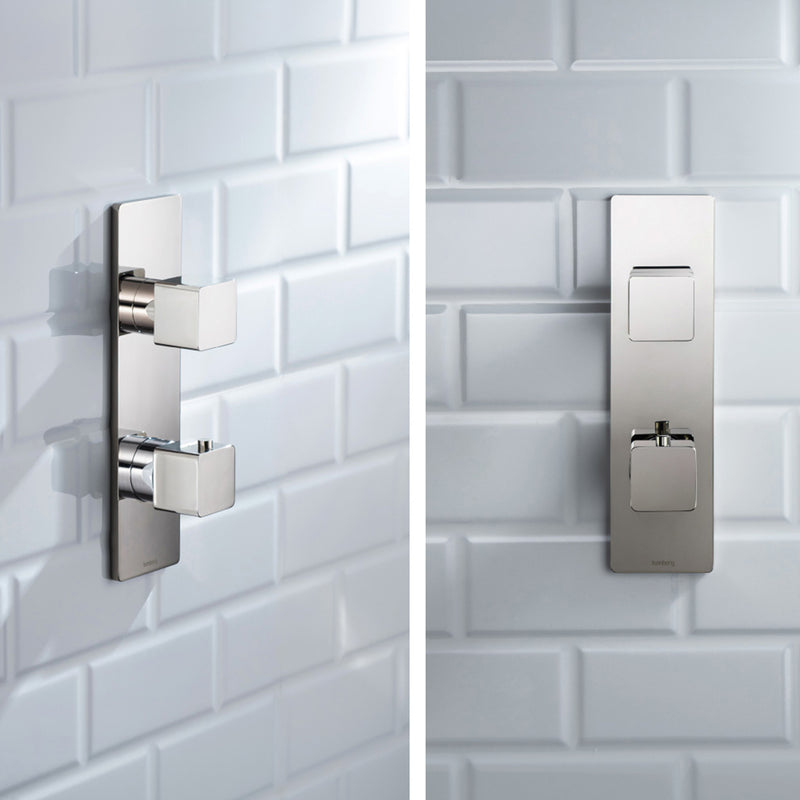 Serie 196 1 Way Thermostatic Shower Mixer - Wall Mount - 10" Brass/Polished Nickel