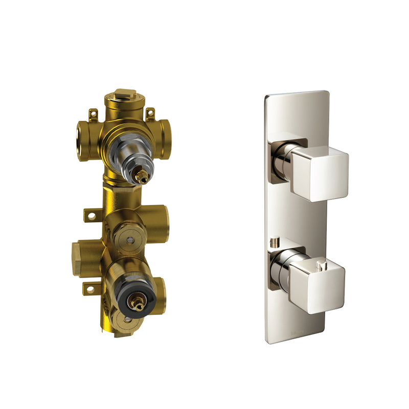 Serie 196 2 Way Thermostatic Shower Mixer - Wall Mount - 10" Brass/Polished Nickel