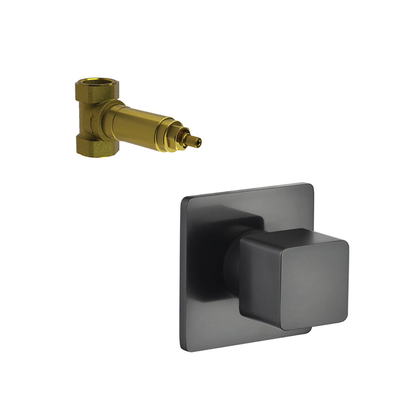 Serie 196 Volume Control Shower Mixer - Wall Mount - 4" Brass/Matt Black