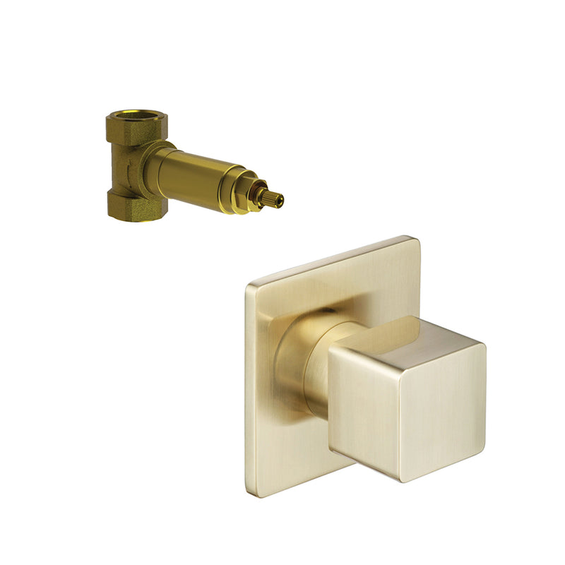 Serie 196 Volume Control Shower Mixer - Wall Mount - 4" Brass/Satin Brass