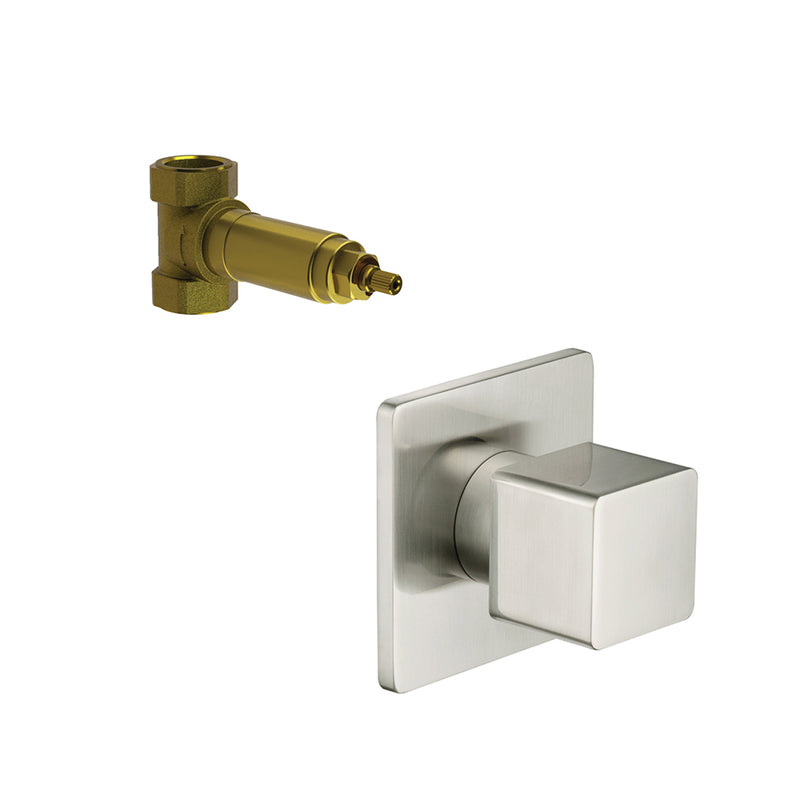 Serie 196 Volume Control Shower Mixer - Wall Mount - 4" Brass/Brushed Nickel