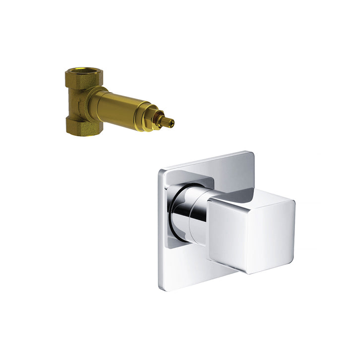 Serie 196 Volume Control Shower Mixer - Wall Mount - 4" Brass/Polished Chrome