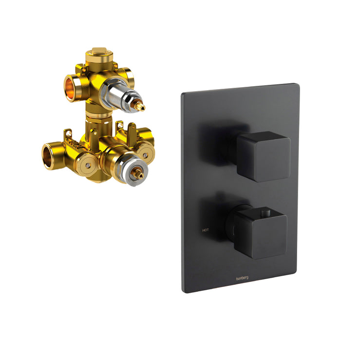 Serie 196 2 Way Thermostatic Shower Mixer - Wall Mount - 6" Brass/Matt Black