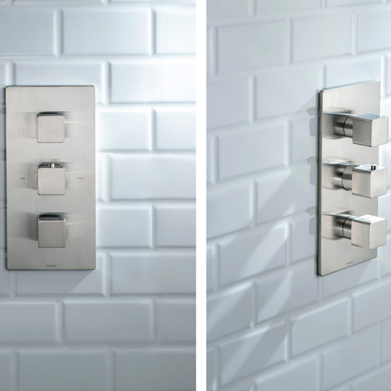 Serie 196 2 Way Thermostatic Shower Mixer - Wall Mount - 6" Brass/Polished Nickel