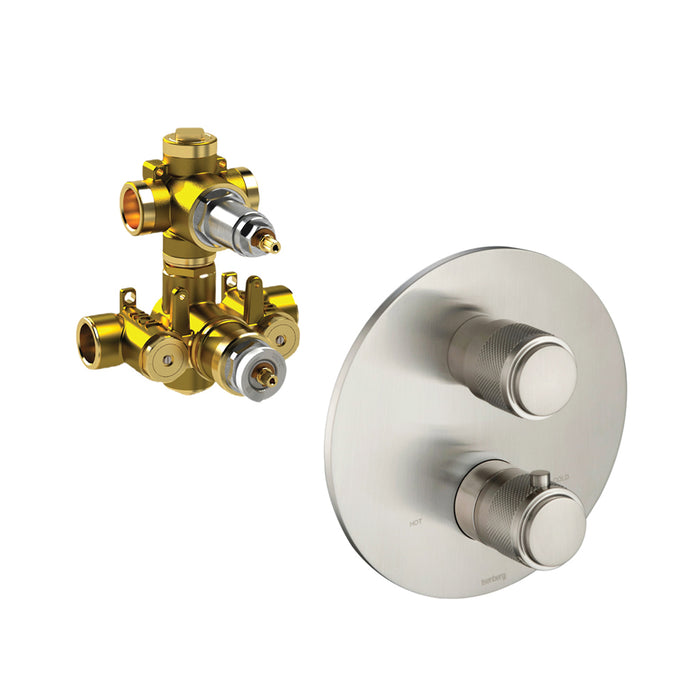 Serie 250 2 Way Thermostatic Shower Mixer - Wall Mount - 7" Brass/Brushed Nickel