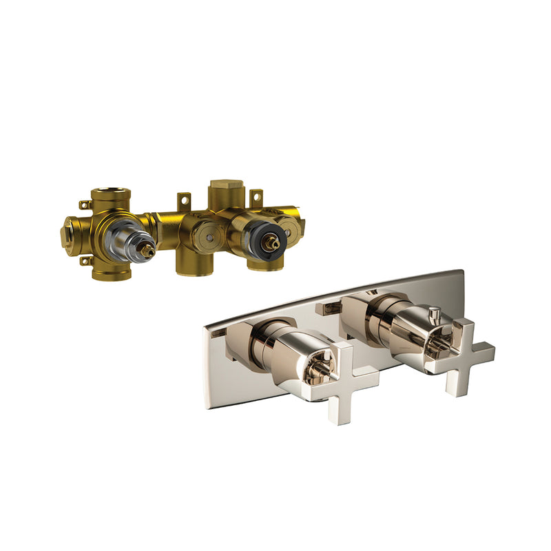 Serie 240 2 Way Horizontal Thermostatic Shower Mixer - Wall Mount - 10" Brass/Polished Nickel