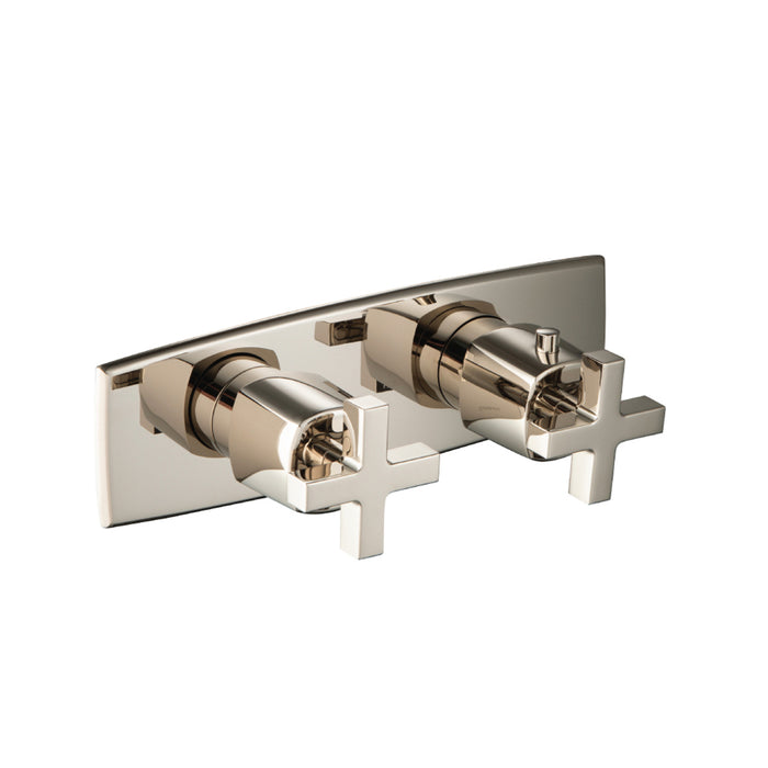 Serie 240 2 Way Horizontal Thermostatic Shower Mixer - Wall Mount - 10" Brass/Polished Nickel
