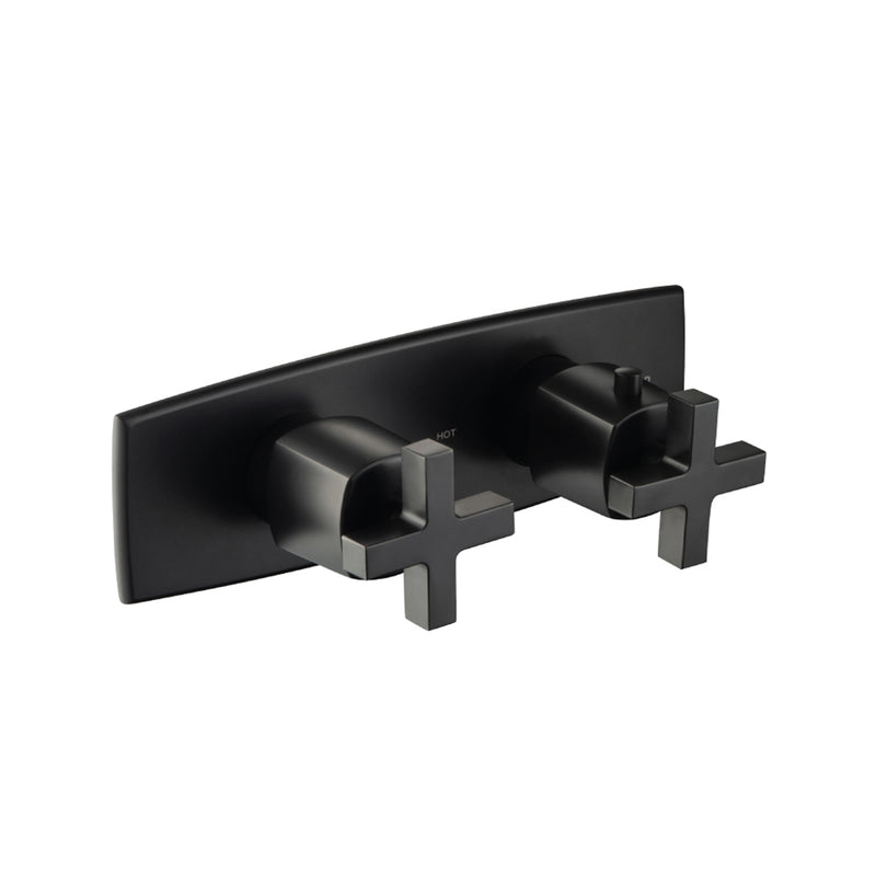 Serie 240 2 Way Horizontal Thermostatic Shower Mixer - Wall Mount - 10" Brass/Matt Black