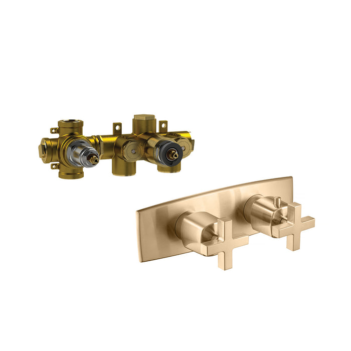 Serie 240 2 Way Horizontal Thermostatic Shower Mixer - Wall Mount - 10" Brass/Brushed Bronze