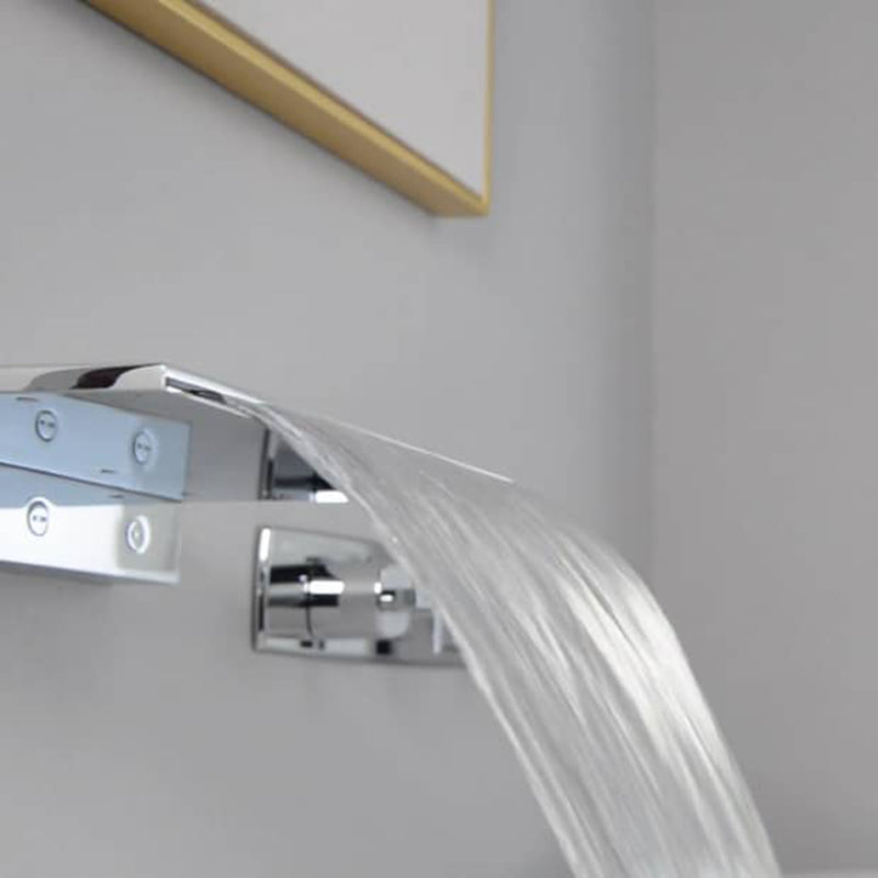 Cascade Flow Water Fall Tub Spout - Wall Mount - 12" Brass/Matt Black