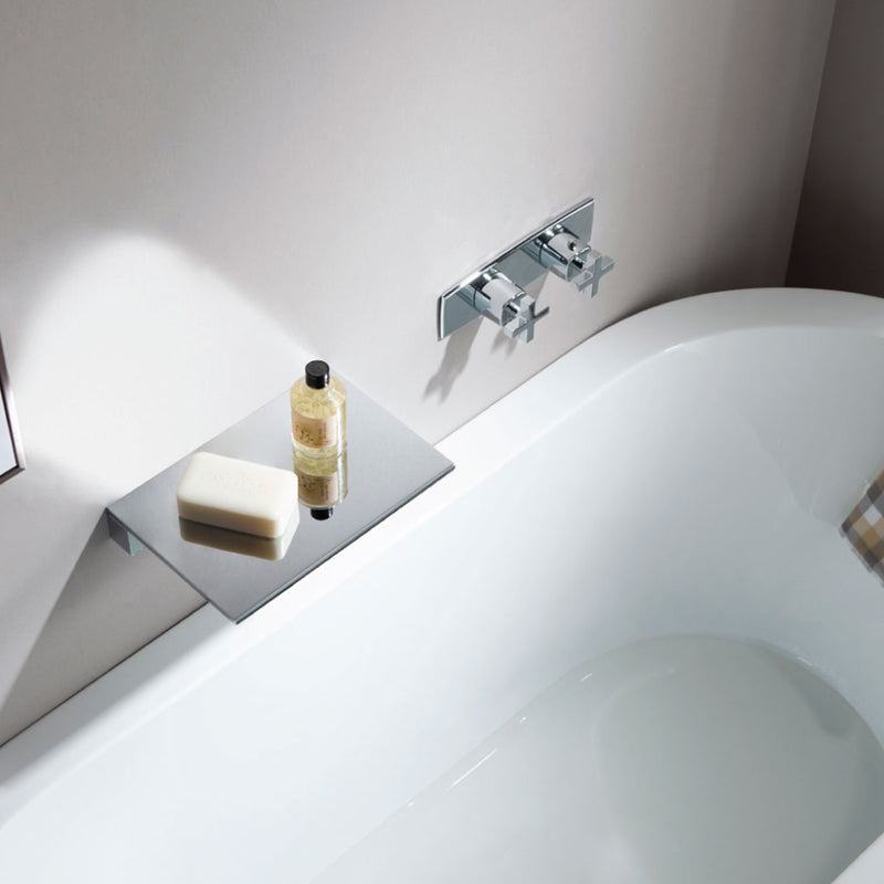 Cascade Flow Water Fall Tub Spout - Wall Mount - 12" Brass/Polished Nickel