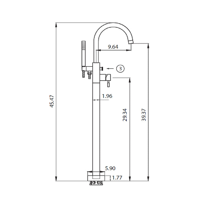 Serie 100 Hand Shower Complete Tub Faucet - Floor Mount - 46" Brass/Brushed Bronze