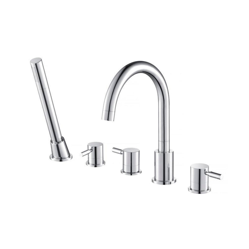 Serie 100 Hand Shower Five Hole Roman Complete Tub Faucet - Drop-In - 20" Brass/Polished Chrome