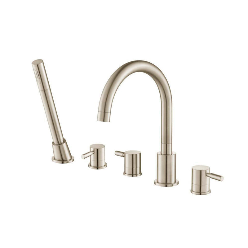 Serie 100 Hand Shower Five Hole Roman Complete Tub Faucet - Drop-In - 20" Brass/Brushed Nickel