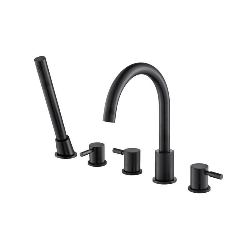 Serie 100 Hand Shower Five Hole Roman Complete Tub Faucet - Drop-In - 20" Brass/Matt Black