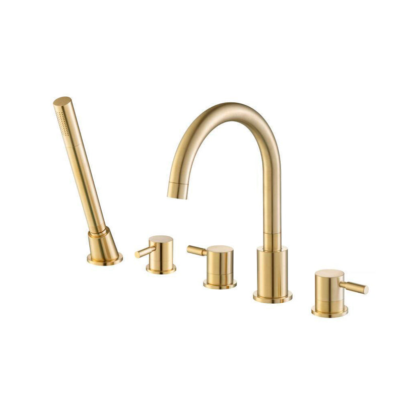 Serie 100 Hand Shower Five Hole Roman Complete Tub Faucet - Drop-In - 20" Brass/Satin Brass