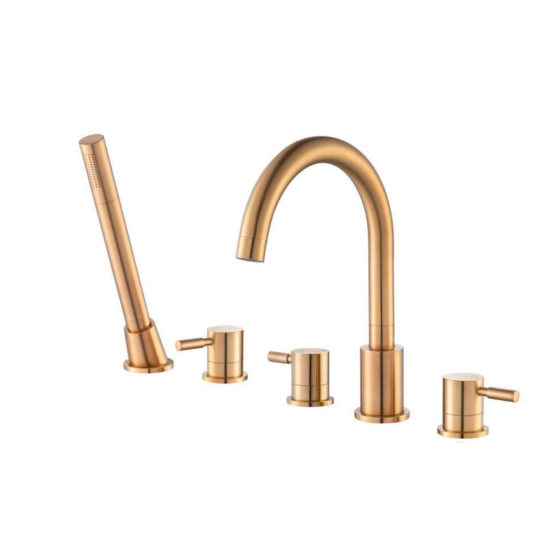 Serie 100 Hand Shower Five Hole Roman Complete Tub Faucet - Drop-In - 20" Brass/Brushed Bronze
