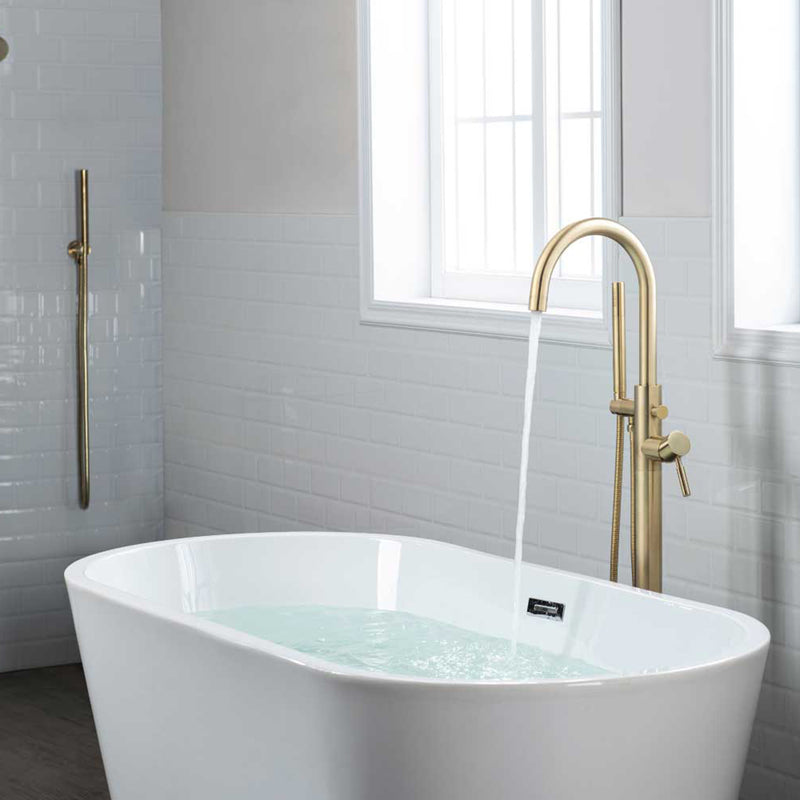 Serie 100 Tub Faucet with Hand Shower – Complete Set - Floor Mount - 46" Brass/Matt Black