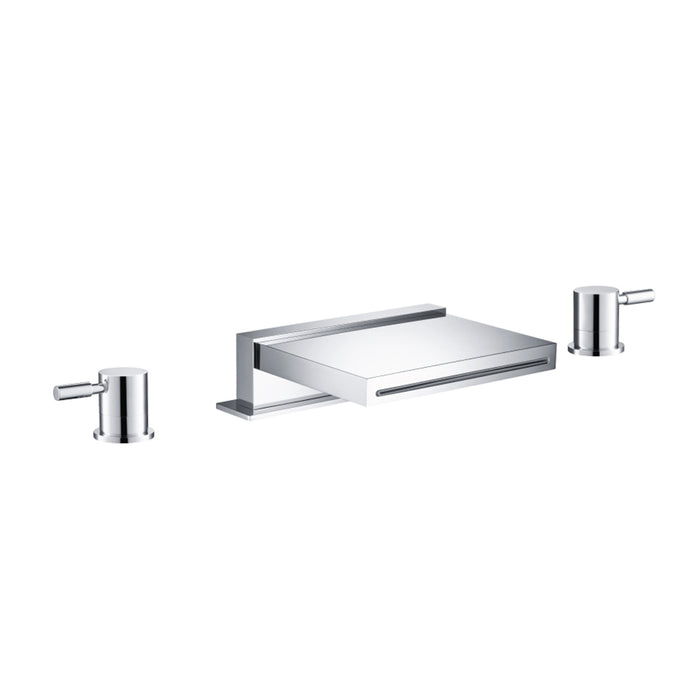 Serie 100 Cascade Flow Roman Complete Tub Faucet - Widespread - 14" Brass/Polished Chrome