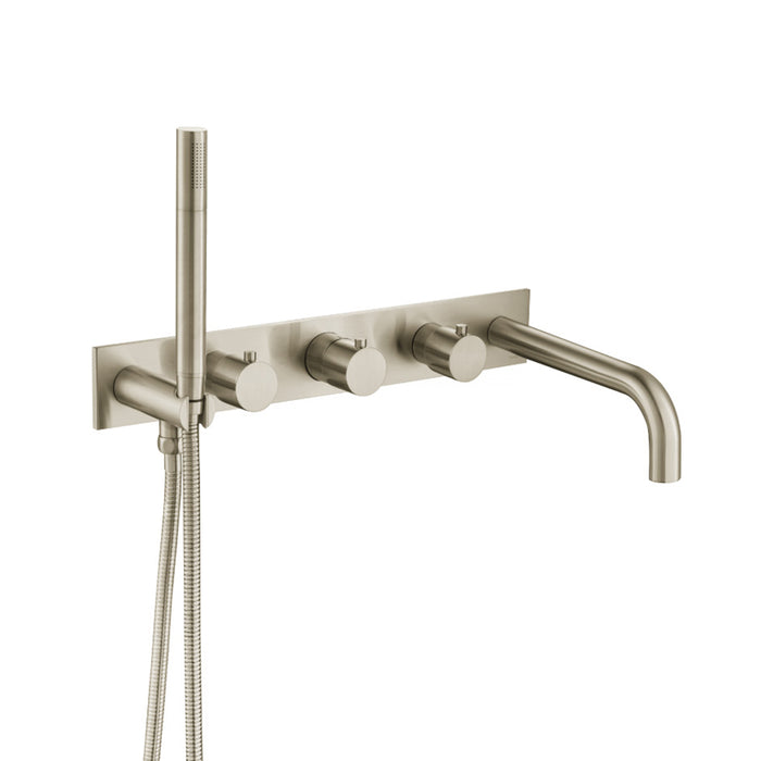 Serie 100 (2 Output Ports) Hand Shower Tub Faucet (Complete) - Wall Mount - 18" Brass/Brushed Nickel