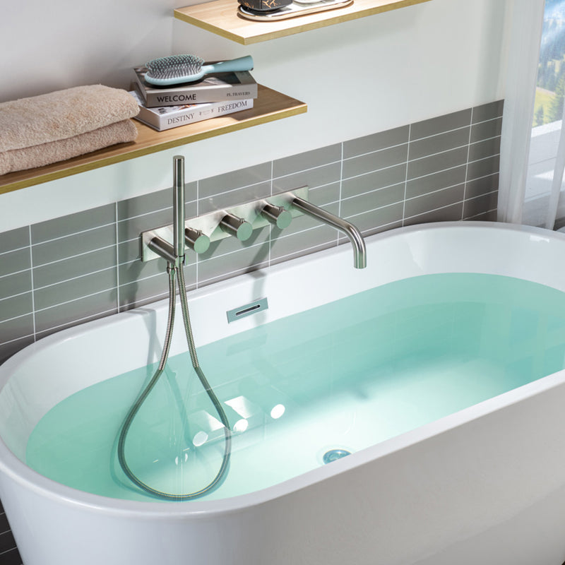 Serie 100 (2 Output Ports) Hand Shower Complete Tub Faucet - Wall Mount - 18" Brass/Polished Chrome