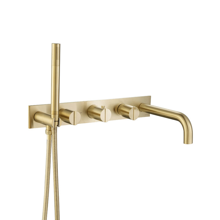 Serie 145 (2 Output Ports) Hand Shower Tub Faucet (Complete) - Wall Mount - 18" Brass/Satin Brass