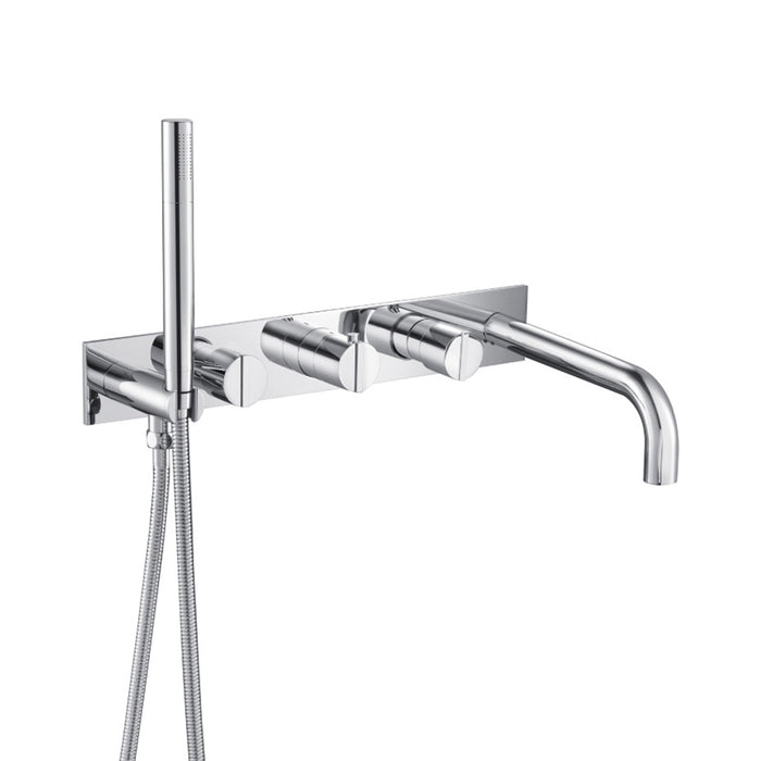 Serie 145 (2 Output Ports) Hand Shower Tub Faucet (Complete) - Wall Mount - 18" Brass/Polished Chrome