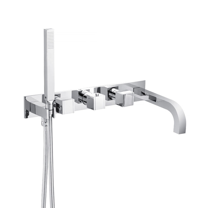 Serie 150 (2 Output Ports) Hand Shower Tub Faucet (Complete) - Wall Mount - 18" Brass/Polished Chrome