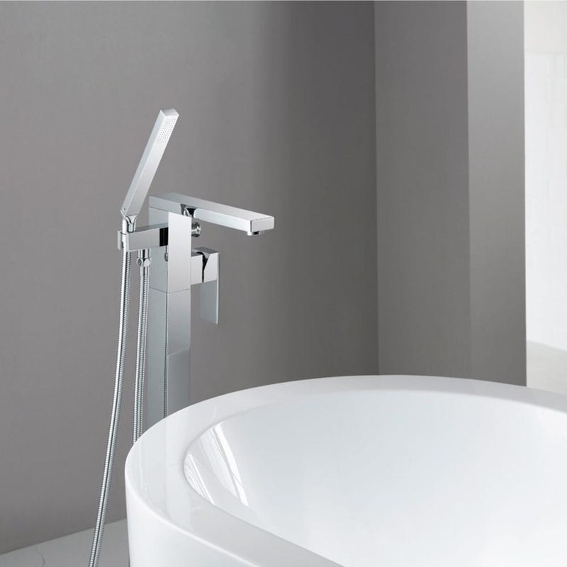 Serie 160 Hand Shower Complete Tub Faucet - Floor Mount - 34" Brass/Matt Black