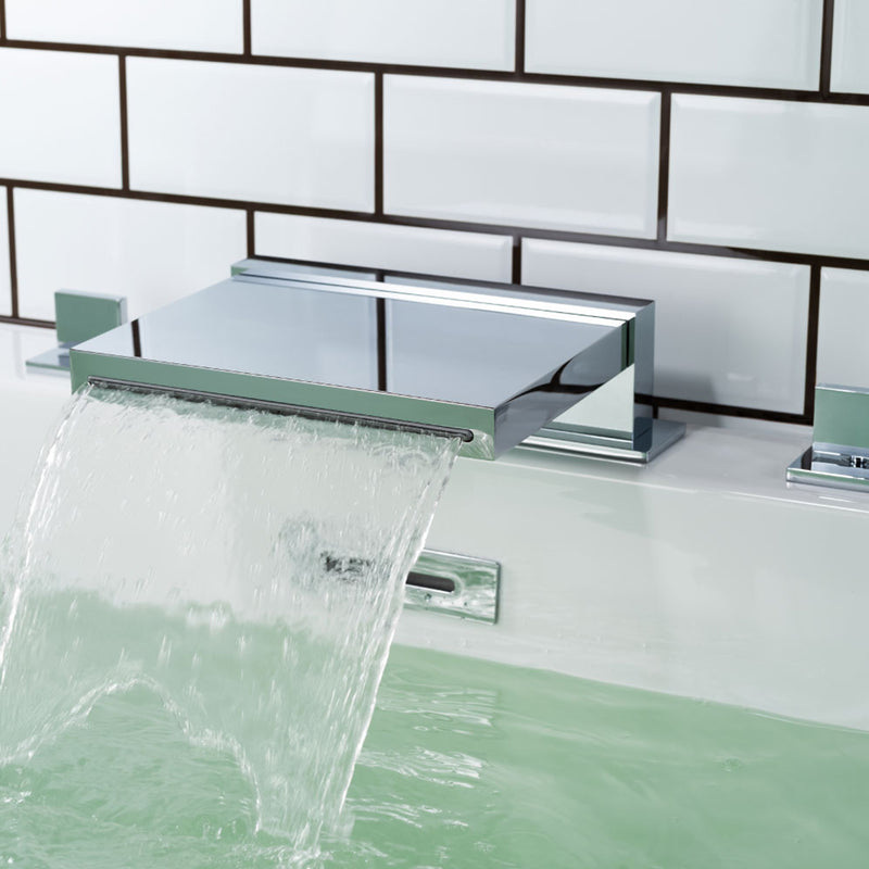 Serie 160 Cascade Flow Roman Complete Tub Faucet - Widespread - 14" Brass/Polished Chrome