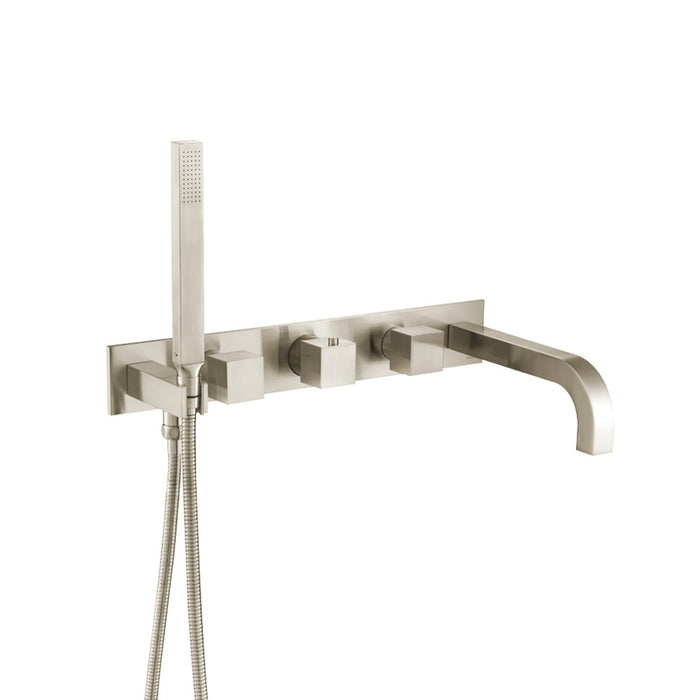 Serie 160 (2 Output Ports) Hand Shower Tub Faucet (Complete) - Wall Mount - 18" Brass/Brushed Nickel