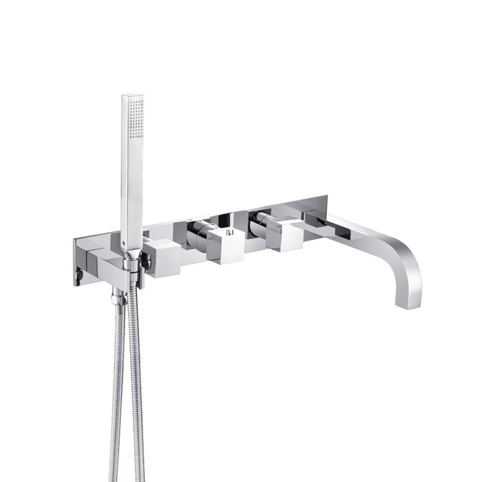 Serie 160 (2 Output Ports) Hand Shower Tub Faucet (Complete) - Wall Mount - 18" Brass/Polished Chrome