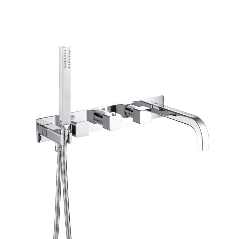 Serie 196 (2 Output Ports) Hand Shower Tub Faucet (Trim Only) - Wall Mount - 18" Brass/Polished Chrome
