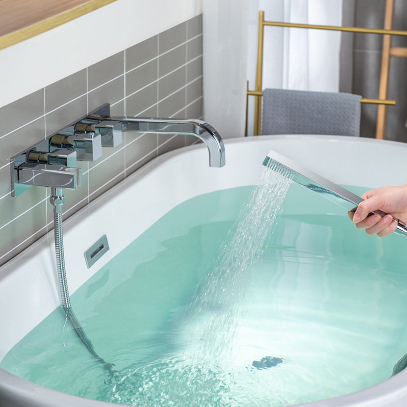 Serie 196 (2 Output Ports) Hand Shower Tub Faucet (Trim Only) - Wall Mount - 18" Brass/Polished Chrome