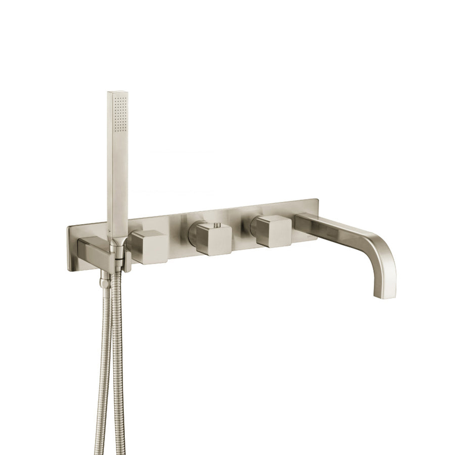 Serie 196 (2 Output Ports) Hand Shower Tub Faucet (Trim Only) - Wall Mount - 18" Brass/Brushed Nickel