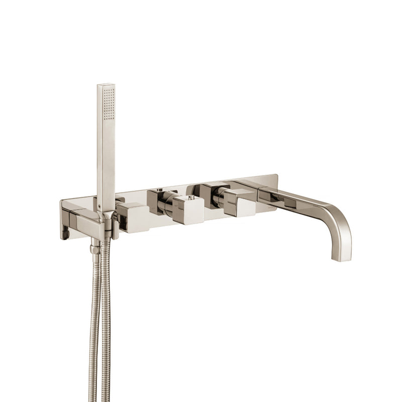Serie 196 (2 Output Ports) Hand Shower Tub Faucet (Trim Only) - Wall Mount - 18" Brass/Polished Nickel