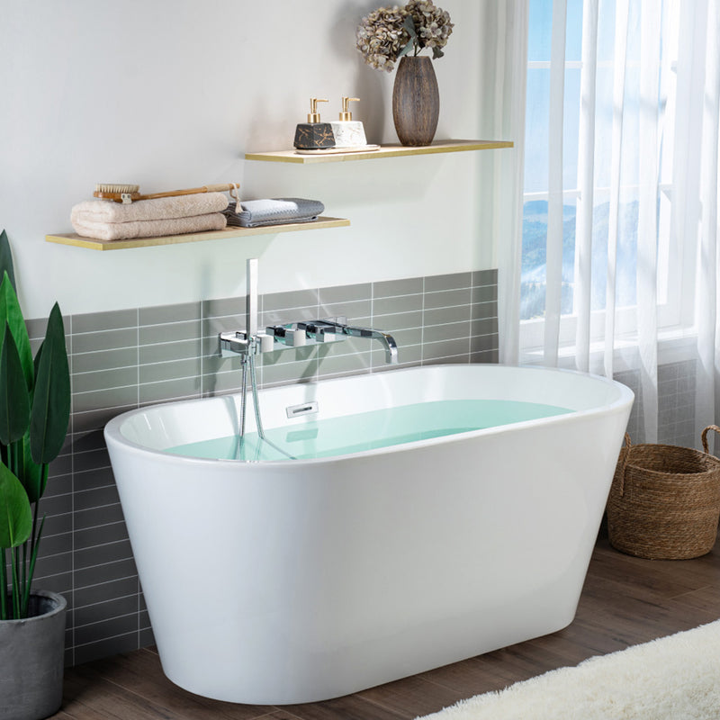 Serie 196 (2 Output Ports) Hand Shower Tub Faucet (Trim Only) - Wall Mount - 18" Brass/Polished Nickel