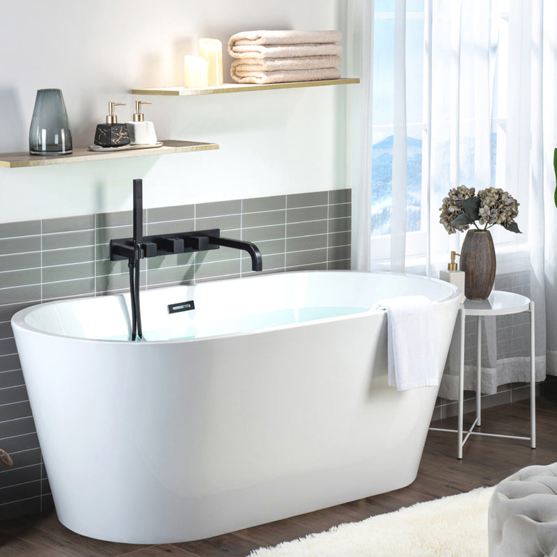 Serie 196 (2 Output Ports) Hand Shower Tub Faucet (Trim Only) - Wall Mount - 18" Brass/Matt Black