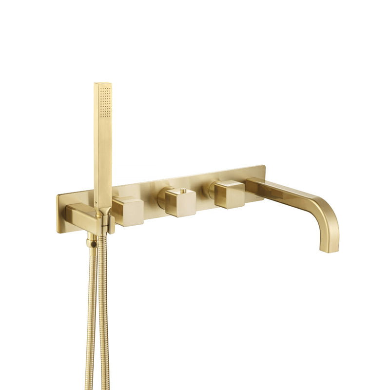 Serie 196 (2 Output Ports) Hand Shower Tub Faucet (Trim Only) - Wall Mount - 18" Brass/Satin Brass