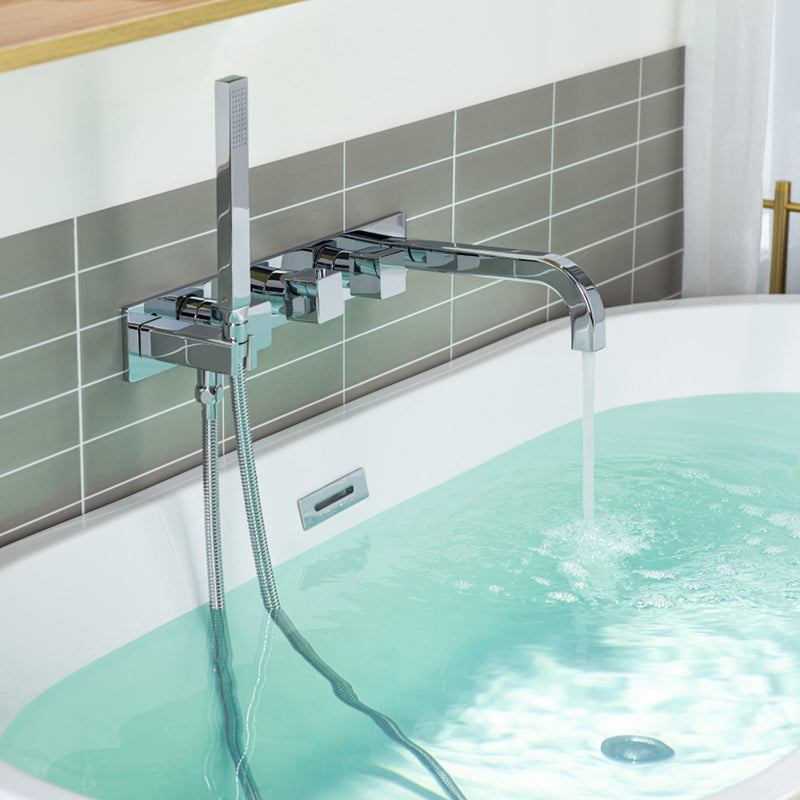 Serie 196 (2 Output Ports) Hand Shower Tub Faucet (Trim Only) - Wall Mount - 18" Brass/Satin Brass